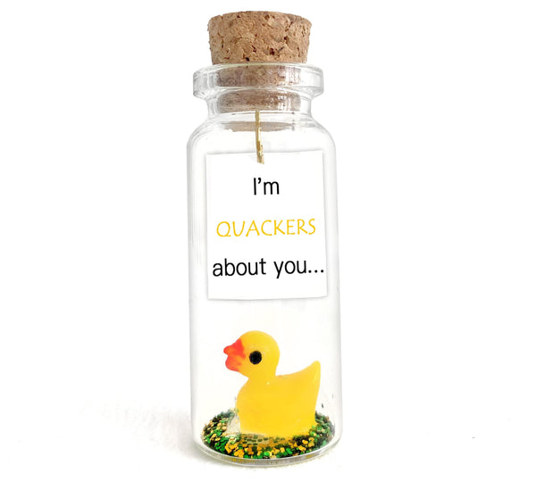 Cute Girlfriend and Boyfriend Gifts Personalized Anniversary Present for Her Him Custom Birthday Gift Idea for Women Men (I'm Quackers About You Gift Bottle)