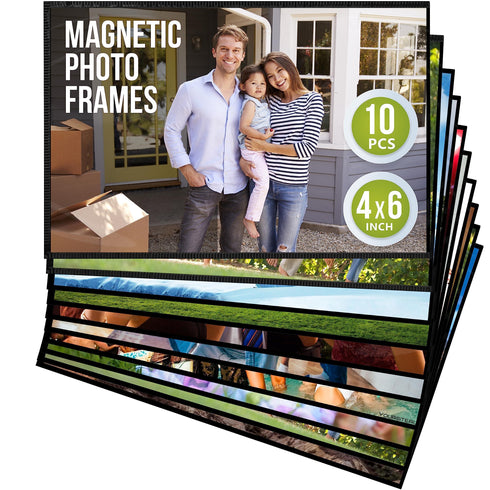 10 pack 4x6 Magnetic Picture Frames for Refrigerator Magnet Picture Frames for Fridge Magnetic Photo Sleeves Magnetic Photo Pockets Magnetic Picture Holder Locker Magnet Frames