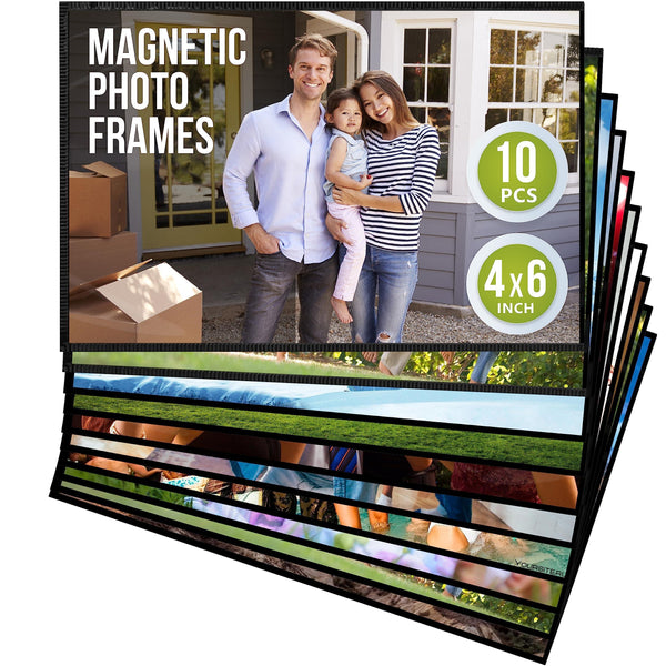 10 pack 4x6 Magnetic Picture Frames for Refrigerator Magnet Picture Frames for Fridge Magnetic Photo Sleeves Magnetic Photo Pockets Magnetic Picture Holder Locker Magnet Frames