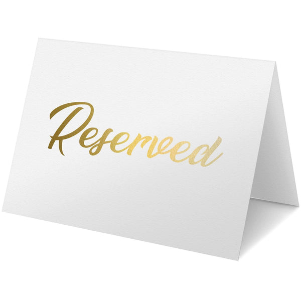 10 Pack Gold Reserved Table Signs for Wedding Party Restaurant Double Sided Reserved Table Signs Gold Reserved Signs for Tables Gold Table Reserved Cards White Paper Reserved Table Tent Card