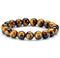 WFJ Genuine Tiger Eye Bracelet 10mm 19cm, Natural Yellow Brown Tiger's eye Crystal Healing Protection Willpower, Confidence, Motivation, Focus Goal