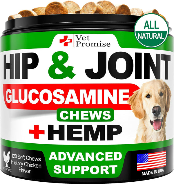 Hemp Hip and Joint Support Supplement for Dogs Glucosamine for Dogs Dog Joint Supplement Hip and Joint Chews for Dogs with Chondroitin MSM Hemp Oil Advanced Joint Care Dog Pain Relief