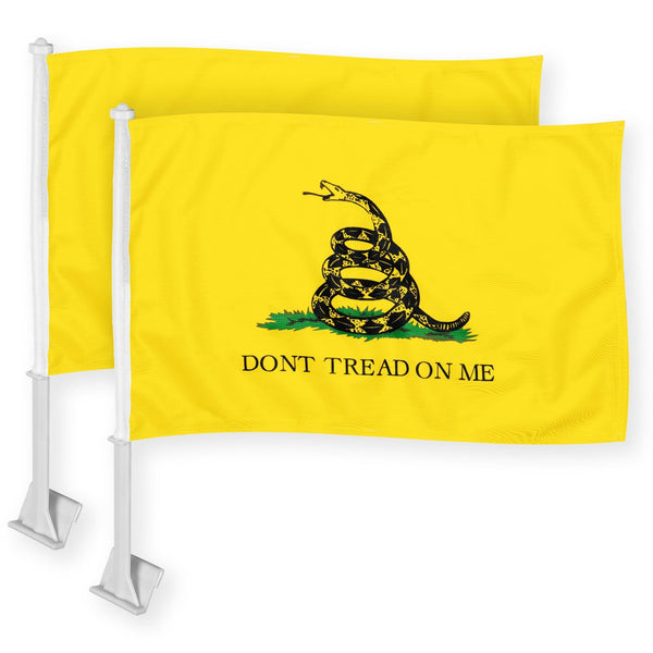 2 Pack: Gadsden Don't Tread On Me Car Flag | 11x17 In | Double LiteWeave Pro Series Double Sided Printed 150D Polyester | Flagpole Included | Perfect for Festival Celebrations Parades