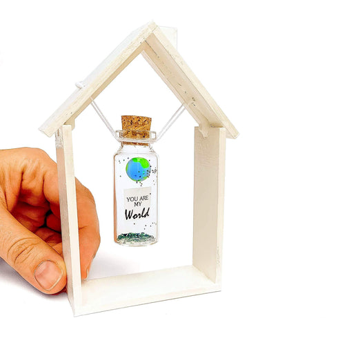 Cute Girlfriend and Boyfriend Gifts Personalized Anniversary Present for Her Him Custom Birthday Gift Idea for Women Men (You Are My World in Wooden Frame)