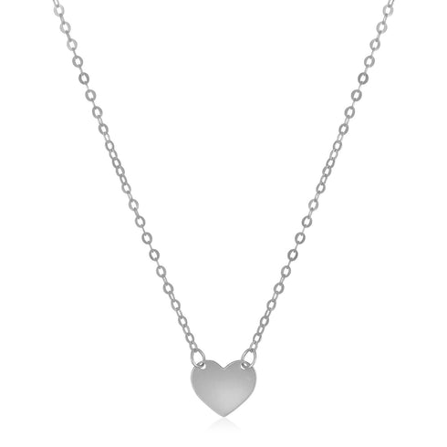 14k White Gold Polished Mini Heart Necklace
