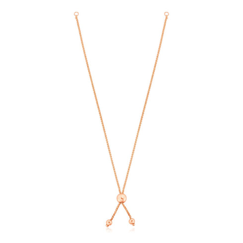 10k Rose Gold 8 inch Adjustable Friendship Bracelet Chain with Ball Slide