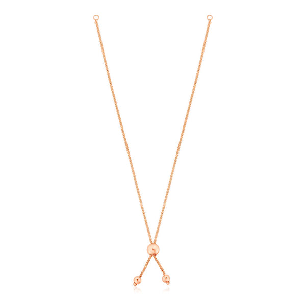 10k Rose Gold 8 inch Adjustable Friendship Bracelet Chain with Ball Slide