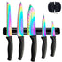 Kitchen Knife Set Kit 5 Dishwasher Safe Colorful Knives Knife Sharpener & Magnetic Wall Bar Titanium Non Stick Plating Stainless Steel