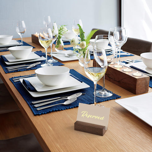 12 Pack Wood Place Card Holder Small Place Card Holders for Table Brown Table Number Holders for Wedding Table Sign Holders Picture Wooden Photo Holders for Tables Mini Place Card Stands