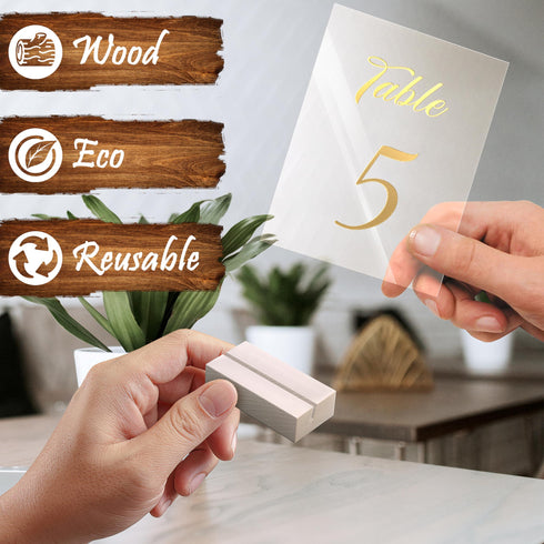 12 Pack Wood Place Card Holder Small Place Card Holders for Table White Table Number Holders for Wedding Table Sign Holders Picture Wooden Photo Holders for Tables Mini Place Card Stands