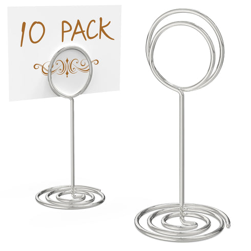 10 Pack Table Number Holders for Wedding Silver Place Card Holder Table Sign Holders Picture Photo Holders for Tables Mini Table Number Stands Silver Small Table Number Holders Clip Stand