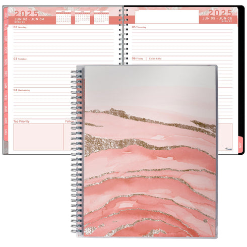 Aesthetic Planner Academic Year July 2024 June 2025 8.5 x11 with Weekly and Monthly Calendar pages Daily Planner for Office Teacher Student Work (Marble)