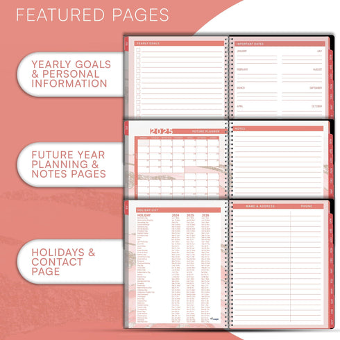 Aesthetic Planner Academic Year July 2024 June 2025 8.5 x11 with Weekly and Monthly Calendar pages Daily Planner for Office Teacher Student Work (Marble)