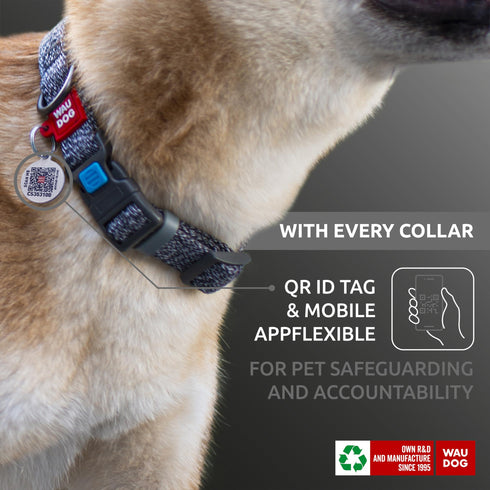 Reflective Cotton Dog Collar Eco Friendly Alt to Nylon Collar for Small Medium and Large Dogs Pet Collar with QR ID Tag Puppy Collar for Large Breed Dogs Adjustable Male Female Dog Collar