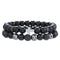 Black Obsidian Hematite Triple Protection Bracelet 10MM beads Set Blue Tiger Eye Beads Bracelets Lava Stone bracelets for Men Women (Hematite cross)