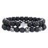 Black Obsidian Hematite Triple Protection Bracelet 10MM beads Set Blue Tiger Eye Beads Bracelets Lava Stone bracelets for Men Women (Hematite cross)