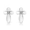 .925 Sterling Silver Prong Set Diamond Accent Floral Cross Stud Earring (I-J Color, I1-I2 Clarity)