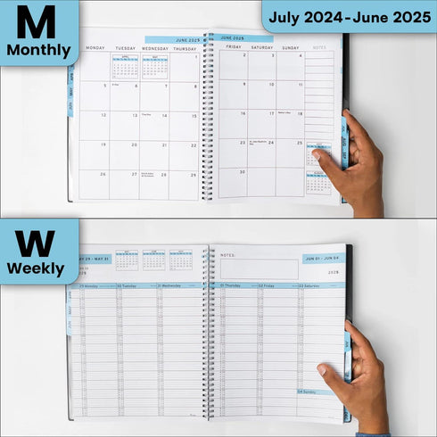 2024 2025 Appointment Book & Planner 8.5 x 11 inches Large Tabbed Daily Hourly Weekly Academic Planner Calendar & Schedule Book 15 Minute time Slots Business & Personal July 2024 June 2025 (Blue)