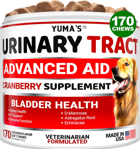 Dog UTI Treatment 170 Treats Cranberry Supplement for Dogs Bladder Control for Dogs Dog Urinary Tract Infection Treatment UTI Medicine for Dogs Multivitamin Dog Vitamins and Supplements