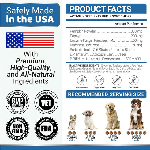 2 Pack Probiotics for Dogs and Digestive Enzymes Dog Probiotics Chews Dog Probiotic Anti Diarrhea Upset Stomach & Gas Relief Constipation Canine Prebiotic Pet Fiber Supplement