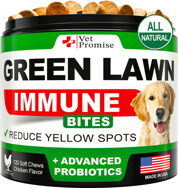 Grass Burn Spot Chews for Dogs Dog Urine Neutralizer for Lawn 120 Grass Green Dog Chews Grass Savers for Dog Urine Dog Pee Grass Neutralizer with Probiotics Digestive Enzymes Made in USA