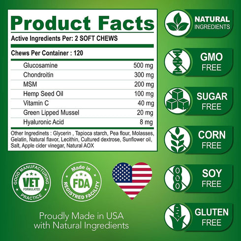 (2 Pack) Glucosamine for Dogs Hip and Joint Chews