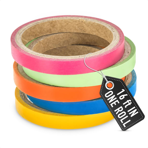 Neon Tape Glow in The Dark Tape 5Pcs Fluorescent Duct Tape Heavy Duty Waterproof Tape for Walls Neon Glow Party Supplies Colored Duct Tape Glow Party Decoration Tape for Walls Dance Floor Tape