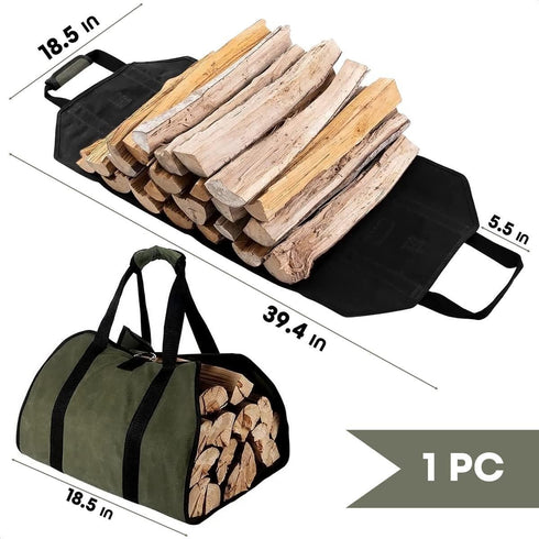 Wood Stove Accessories Firewood Carrier Wood Carrier for Firewood Holder BBQ Accessories Log Tote Bag Fire Wood Log Carrier for Firewood Carriers with Handles Waxed Canvas Firewood Log Carrier