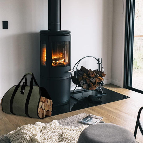 Wood Stove Accessories Firewood Carrier Wood Carrier for Firewood Holder BBQ Accessories Log Tote Bag Fire Wood Log Carrier for Firewood Carriers with Handles Waxed Canvas Firewood Log Carrier