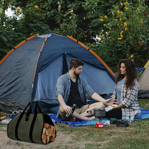 Wood Stove Accessories Firewood Carrier Wood Carrier for Firewood Holder BBQ Accessories Log Tote Bag Fire Wood Log Carrier for Firewood Carriers with Handles Waxed Canvas Firewood Log Carrier