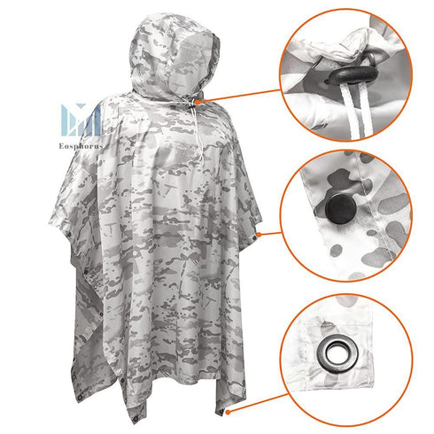 Eosphorus Multicam Alpine Snow Camo Hooded Poncho Winter Camouflage Ultra Thin Windbreaker Hunting Apparel