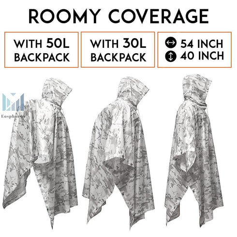 Eosphorus Multicam Alpine Snow Camo Hooded Poncho Winter Camouflage Ultra Thin Windbreaker Hunting Apparel
