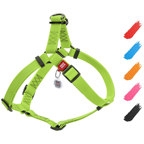 Waterproof Dog Harness Adjustable Dog Harness for Large Dogs Small and Medium Dogs Heavy Duty Dog Harness with Durable Metal Clasp and QR Dog Tag Boy & Girl Dog Harness Green (24 35in)