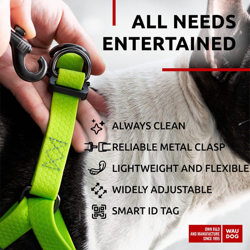 Waterproof Dog Harness Adjustable Dog Harness for Large Dogs Small and Medium Dogs Heavy Duty Dog Harness with Durable Metal Clasp and QR Dog Tag Boy & Girl Dog Harness Green (24 35in)
