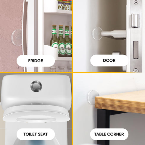 Wall Protectors 4 Pcs of Clear Rubber Knob Self Adhesive Guard Door Bumper Reusable Solution for Stopping Damage & Noise from Doors in Your Home or Office Durable Shock Absorbent Discreet