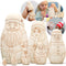 AEVVV Unfinished Russian Christmas Crafts Set 7 pcs Unpainted Christmas Nesting Dolls Blank Paint Your Own Matryoshka Father Frost Snow Maiden Snowman