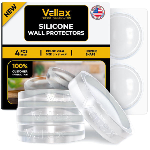 Wall Protectors 4 Pcs of Clear Rubber Knob Self Adhesive Guard Door Bumper Reusable Solution for Stopping Damage & Noise from Doors in Your Home or Office Durable Shock Absorbent Discreet