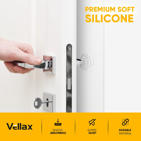 Wall Protectors 4 Pcs of Clear Rubber Knob Self Adhesive Guard Door Bumper Reusable Solution for Stopping Damage & Noise from Doors in Your Home or Office Durable Shock Absorbent Discreet