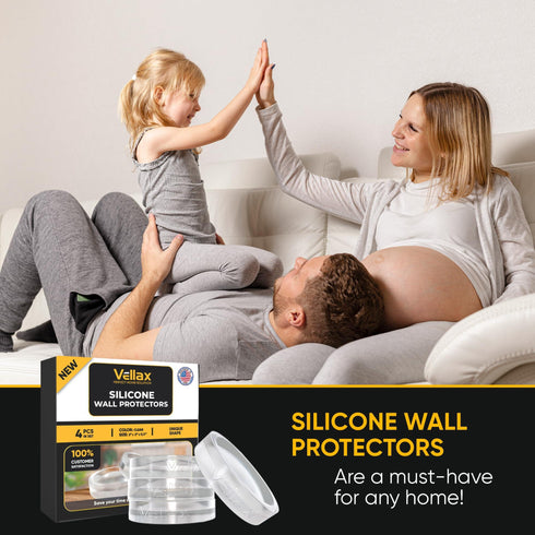 Wall Protectors 4 Pcs of Clear Rubber Knob Self Adhesive Guard Door Bumper Reusable Solution for Stopping Damage & Noise from Doors in Your Home or Office Durable Shock Absorbent Discreet