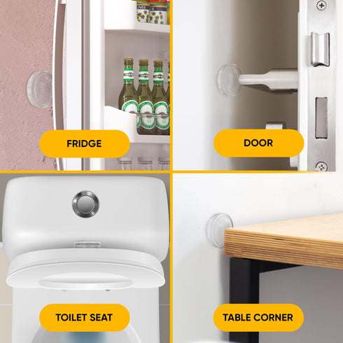 Wall Protectors 4 Pcs of Clear Rubber Knob Self Adhesive Guard Door Bumper Reusable Solution for Stopping Damage & Noise from Doors in Your Home or Office Durable Shock Absorbent Discreet