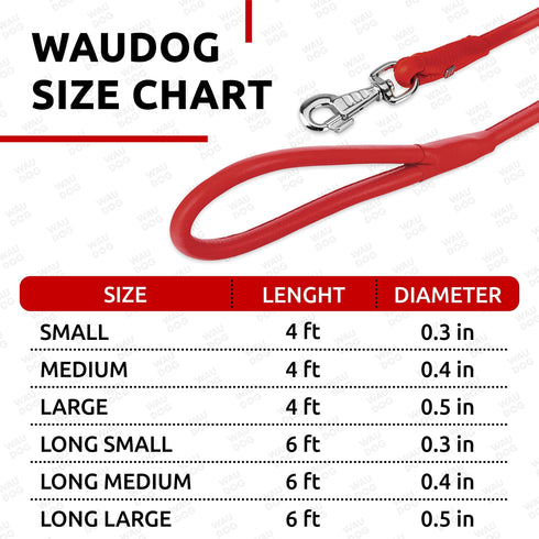 Rolled Leather Dog Leash 4Ft * 0.3 in for Small Medium and Large Dogs Heavy Duty Leather Puppy Leash for Outdoor Walking Running Training Strong Dog Leashes for Large Breed Dogs (Red)