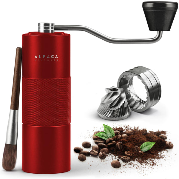 Manual Coffee Grinder by Stainless Steel Conical Burr Coffee Grinder Manual with Adjustable Setting Double Bearing Hand Espresso Grinder Perfect for Home Office and Camping