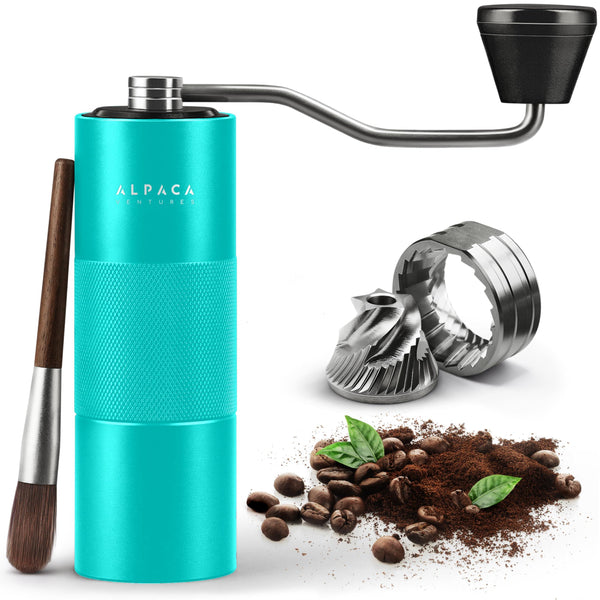 Manual Coffee Grinder by Stainless Steel Conical Burr Coffee Grinder Manual with Adjustable Setting Double Bearing Hand Espresso Grinder Perfect for Home Office and Camping