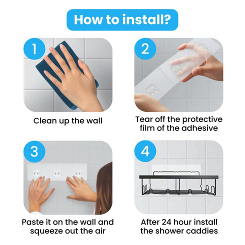 3 Pack Shower Caddy Adhesive Strips Strong Replacement Adhesives for Shelves Caddies Racks and Basket Holders