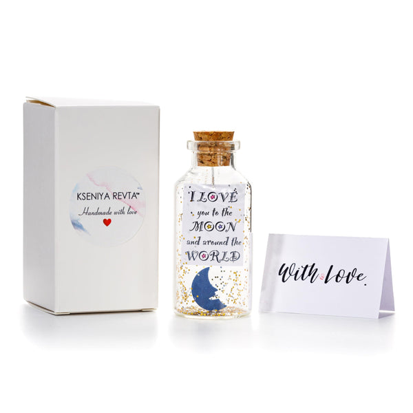 Kseniya Revta Anniversary Present for Her & Him Valentines Day Romantic Gift to Boyfriend Girlfriend Message I Love You Gifts Wife Husband (Moon in Big Bottle I Love You Gift Bottle)