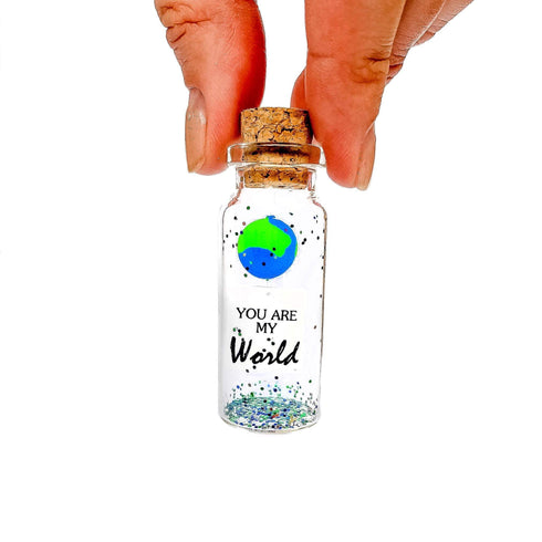 Cute Girlfriend and Boyfriend Gifts Personalized Anniversary Present for Her Him Custom Photo Birthday Gift Bottle (Green Earth You Are My World Gift Bottle)