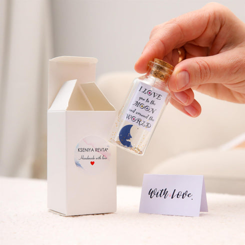 Kseniya Revta Anniversary Present for Her & Him Valentines Day Romantic Gift to Boyfriend Girlfriend Message I Love You Gifts Wife Husband (Moon in Big Bottle I Love You Gift Bottle)