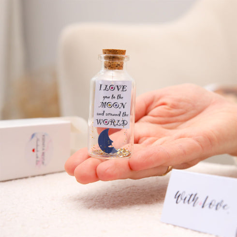Kseniya Revta Anniversary Present for Her & Him Valentines Day Romantic Gift to Boyfriend Girlfriend Message I Love You Gifts Wife Husband (Moon in Big Bottle I Love You Gift Bottle)