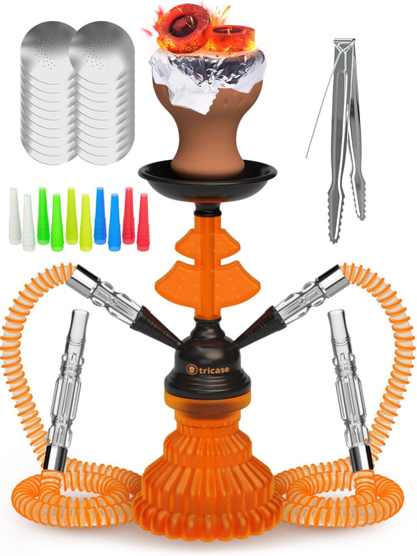 Orange Hookah Set 2 Hose Hookah – LilOne 12” Orange Mini Hookah Combo Kit