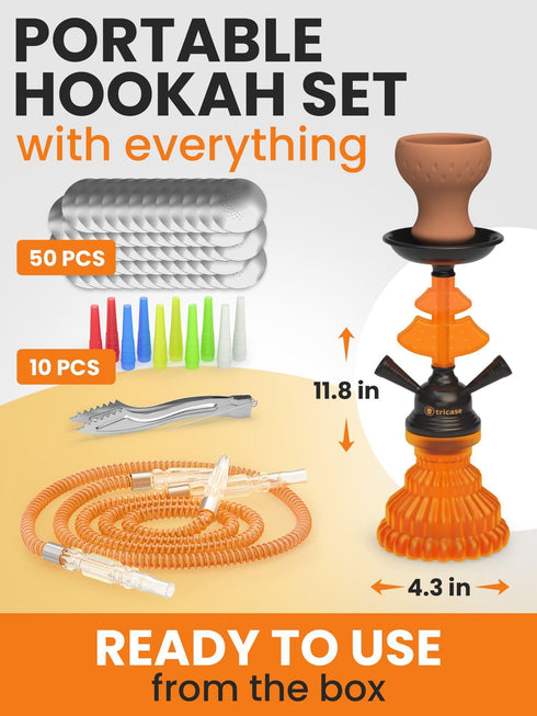 Orange Hookah Set 2 Hose Hookah – LilOne 12” Orange Mini Hookah Combo Kit